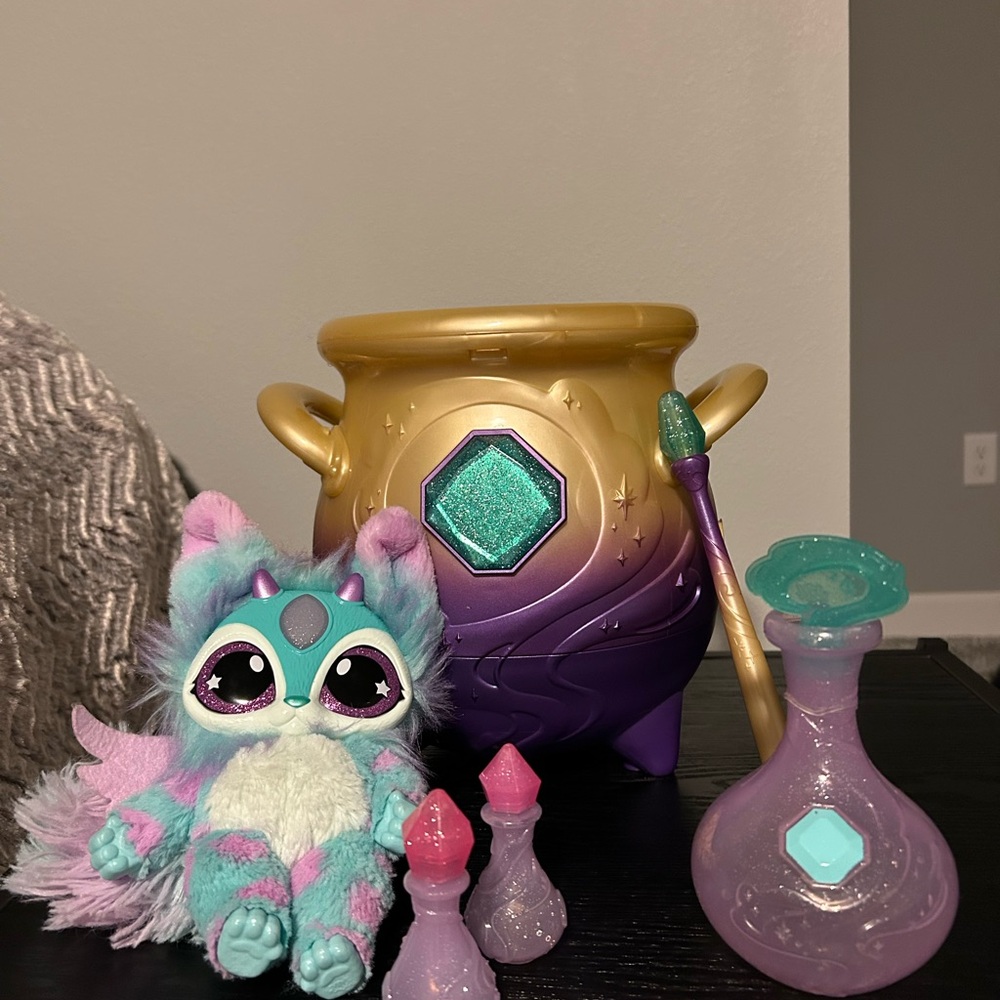 Mystical Gold and Purple Cauldron Set with Plush